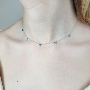 Minimalist blue diamond necklace