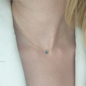 Blue Diamond Solitaire Necklace