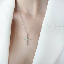 Load image into Gallery viewer, White Gold Cross With Central Diamond
