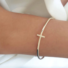 Load image into Gallery viewer, Solid Gold Cross Bangle
