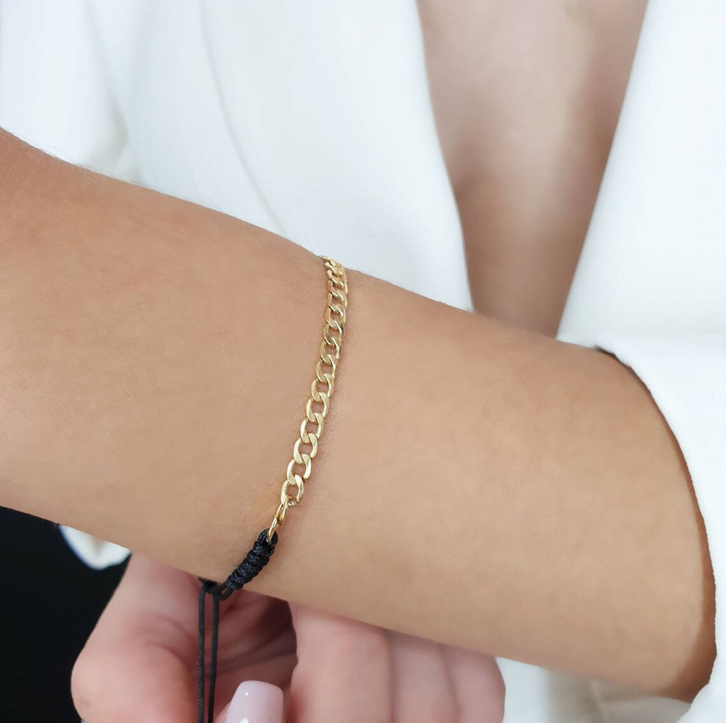 Gold Chain Bracelet With Cord