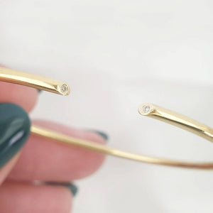 Gold Open Bangle With Diamonds