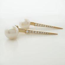 Load image into Gallery viewer, Diamond Earrings with saltwater pearls
