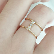 Load image into Gallery viewer, Double diamond ring minimalist
