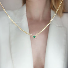 Load image into Gallery viewer, 14k Gold chain emerald
