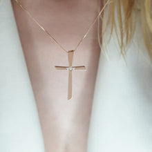 Load image into Gallery viewer, 3 Diamonds cross necklace
