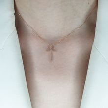 Load image into Gallery viewer, 3 Diamonds cross necklace
