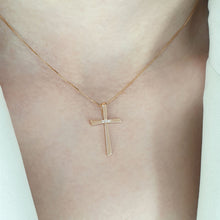 Load image into Gallery viewer, 3 Diamonds cross necklace
