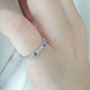 Blue diamond ball ring