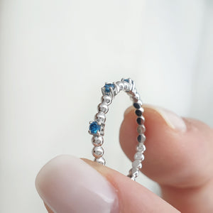 Blue diamond ball ring