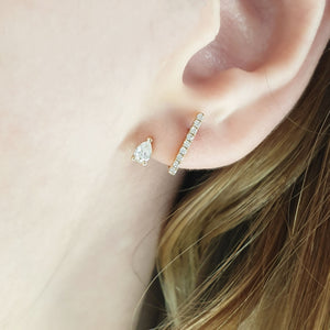 Diamond pear and bar earrings