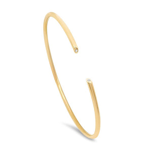 Gold Open Bangle With Diamonds