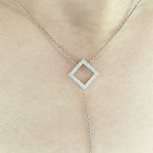 Square Necklace With Diamonds