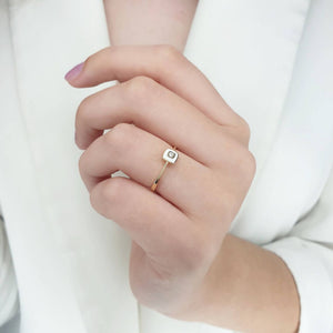 Minimalist square diamond ring