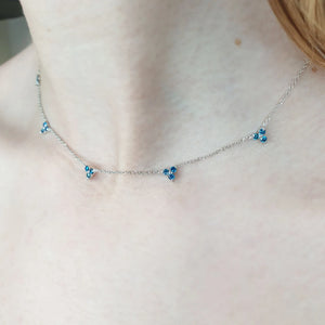 Minimalist blue diamond necklace