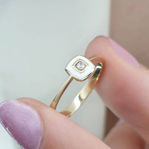 Minimalist square diamond ring