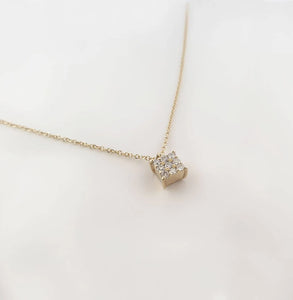 Necklace With Diamonds In A Square