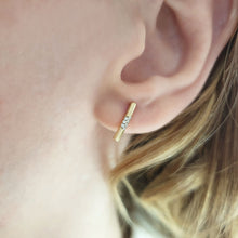Load image into Gallery viewer, Tiny diamond bar earrings
