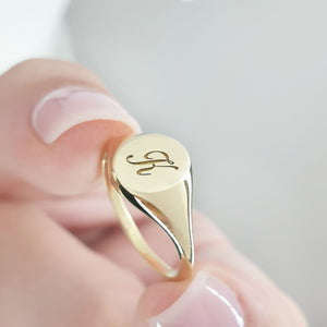 Gold Initial Signet Ring