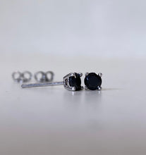 Load image into Gallery viewer, Gold Stud Earrings With Black Diamond
