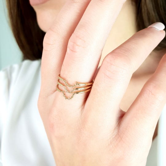 Matching ring with chain in solid gold