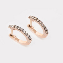 Load image into Gallery viewer, Hoop brown diamonds earrings
