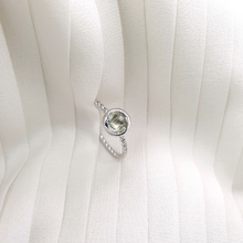 Load image into Gallery viewer, Green Amethyst solitaire ring in solid gold
