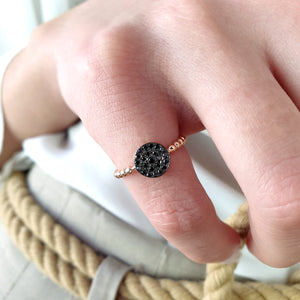 Black diamond ring in solid gold