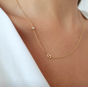 Sideways initial necklace