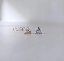 Load image into Gallery viewer, Gold Triangle Diamond Earrings
