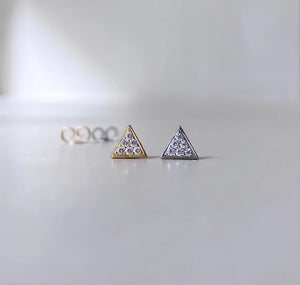 Gold Triangle Diamond Earrings