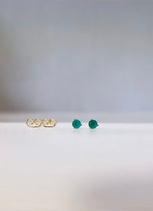 Gold Stud Earrings With Emerald