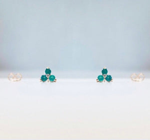 Gold Stud Earrings With Emerald