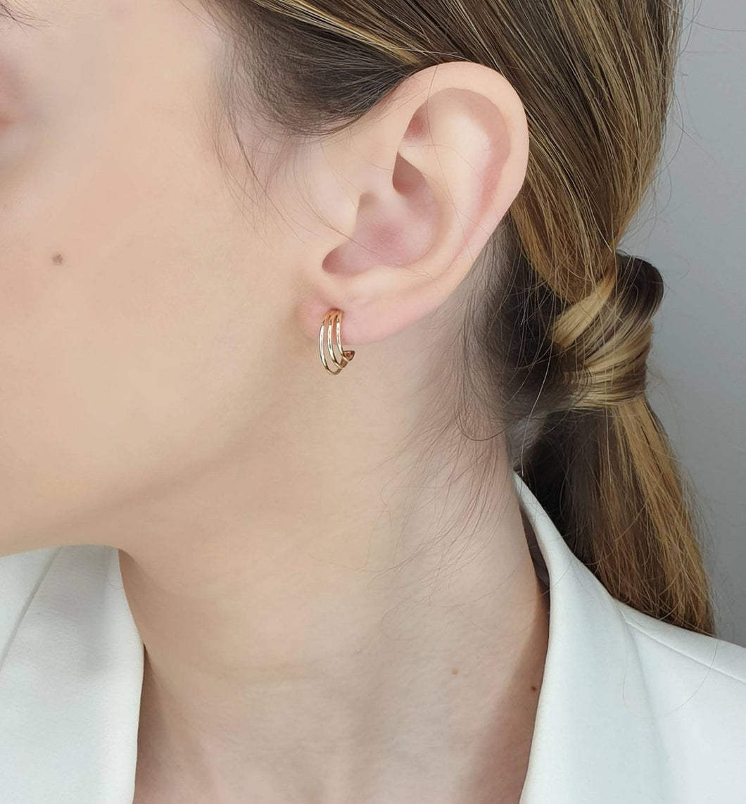 Gold Triple Earrings