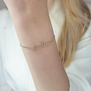 Custom name bracelet in solid gold