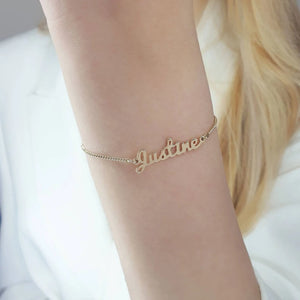 Custom name bracelet in solid gold