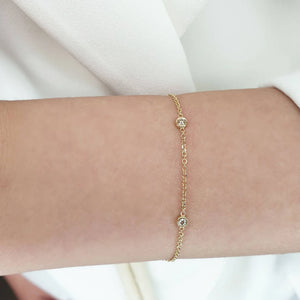 Gold Bracelet With 3 Brown Diamonds