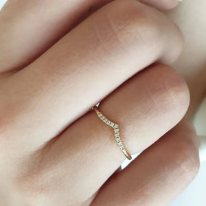 V Diamond Ring In Solid Gold