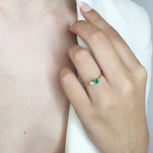 Load image into Gallery viewer, Two stone diamond emerald ring
