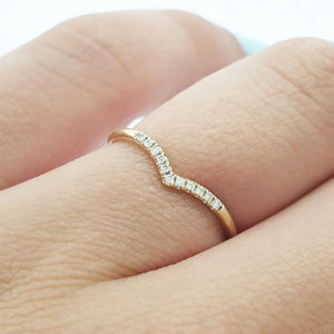 V Diamond Ring In Solid Gold