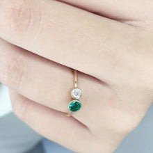 Load image into Gallery viewer, Two stone diamond emerald ring
