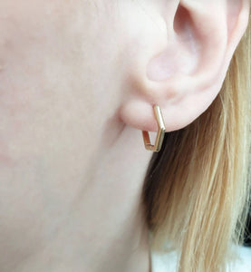 Gold hexagon earrings