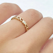 Load image into Gallery viewer, Tiny Hearts Ring With Diamond
