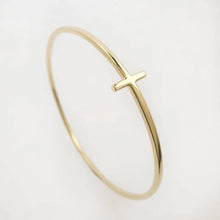 Load image into Gallery viewer, Solid Gold Cross Bangle
