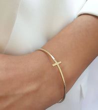 Load image into Gallery viewer, Solid Gold Cross Bangle
