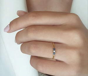 Blue and white diamond ring