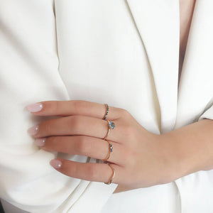 Blue and white diamond ring