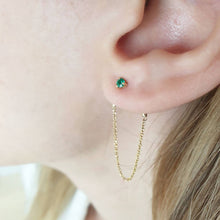 Load image into Gallery viewer, Emerald Earrings With Chain
