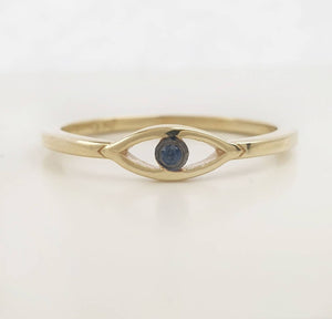 Evil Eye Ring With Blue Sapphire