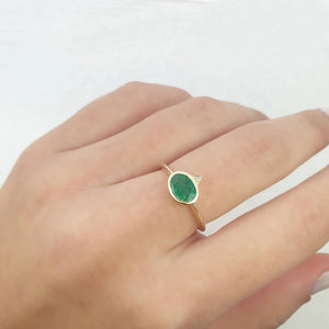 Gold Emerald Ring With Diamond
